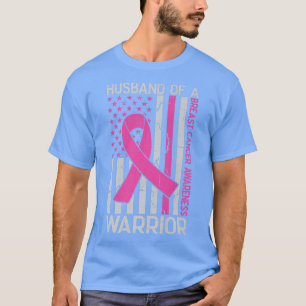 戦士アメリカ国旗の胸がんAの夫 Tシャツ