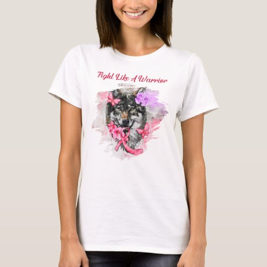 戦士ウルフピンクのリボン認識度 Tシャツ (正面)