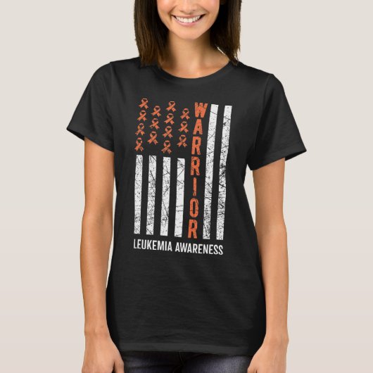 戦士オレンジリボン白血病がん認識度 Tシャツ (正面)