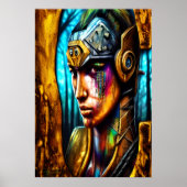 戦士カッコいいポートレート | AIアートポスター ポスター (正面)