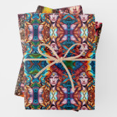 戦士サイケデリックの女性 ラッピングペーパーシート (インサイチュ)