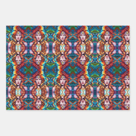 戦士サイケデリックの女性 ラッピングペーパーシート