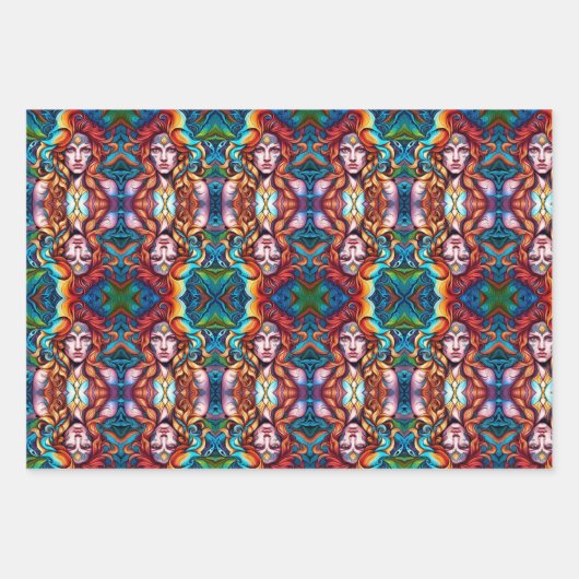 戦士サイケデリックの女性 ラッピングペーパーシート (正面)