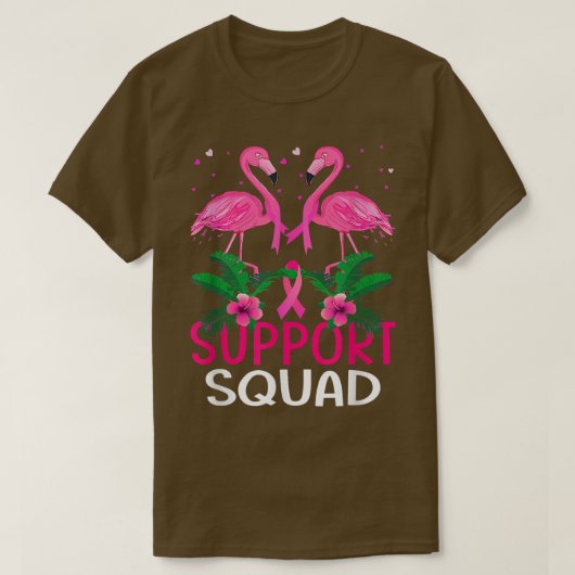 戦士サポート分隊フラミンゴ乳がん認識 Tシャツ (デザイン正面)