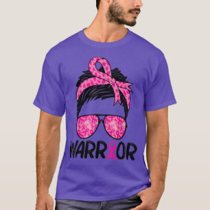 戦士ショートヘアサングラスピンクリボンブレストC Tシャツ