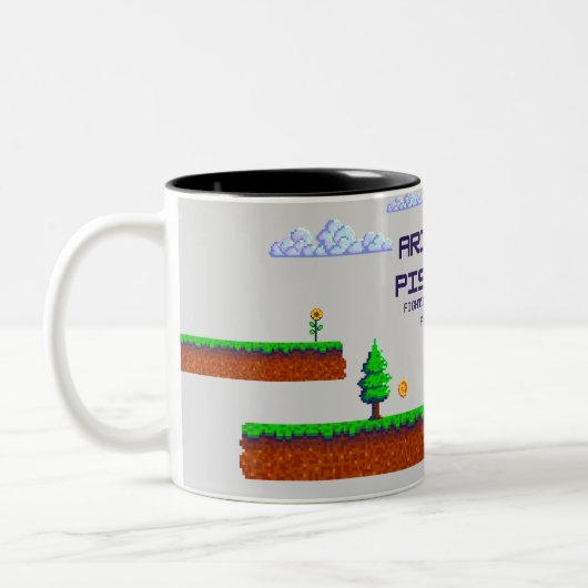 戦士ドリーマー – 牡羊座サン,魚座ムーン〔占星術の〕十二宮図ムー ツートーンマグカップ (左)