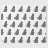 戦士ネコのシルエット – 背景色を選択 ラッピングペーパー (フラット)