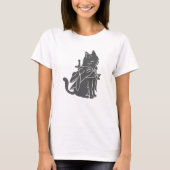 戦士ネコのシルエット – 背景色を選択 Tシャツ (正面)