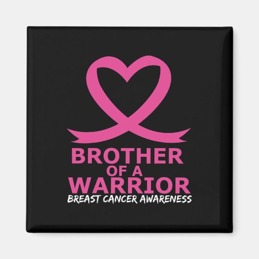 戦士ピンクのリブの乳がんハート マグネット (正面)