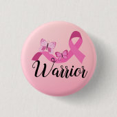 戦士ピンク引用文乳がん 缶バッジ (正面)