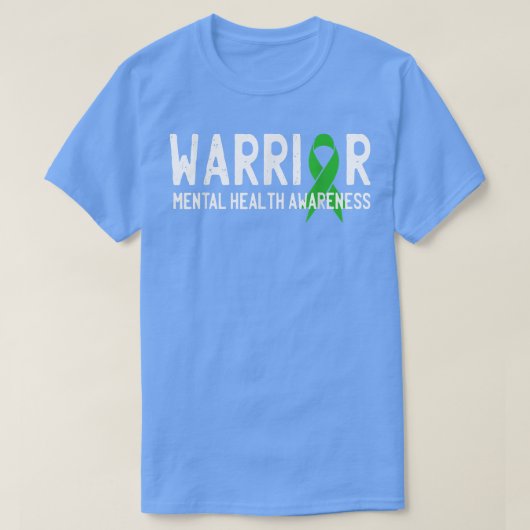 戦士ファイターメンタルヘルス認識度月グリー Tシャツ (デザイン正面)