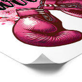 戦士ボクシング手袋ピンクリボン乳癌Aw ポスター (角)