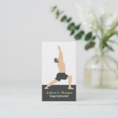 戦士ポーズ男性トレーナーヨガビジネスカード 名刺 (スタンド正面)