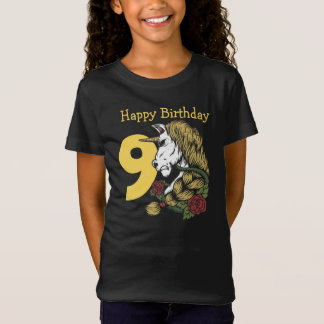戦士ユニコーンイエロー9歳の誕生日Tシャツ Tシャツ