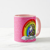 戦士ユニコーンハッピーバースデーピンクグリッターマグ マグカップ (正面右)