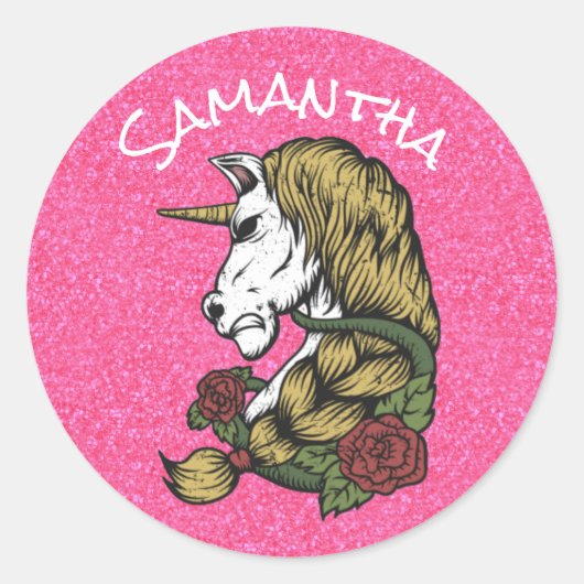 戦士ユニコーンパーティープライドピンク ラウンドシール (正面)