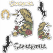 戦士ユニコーン金ゴールドステッカーテーマ シール (正面)