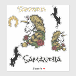 戦士ユニコーン金ゴールドステッカーテーマ シール