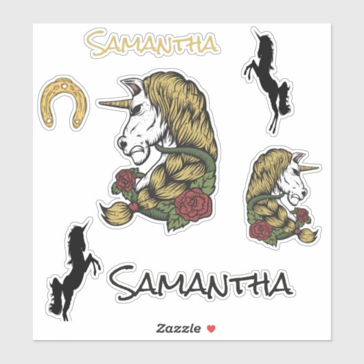 戦士ユニコーン金ゴールドステッカーテーマ シール (シート)