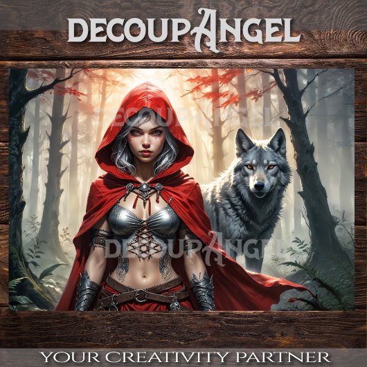 戦士リトル・レッドとオオカミのデコパージュ 薄葉紙