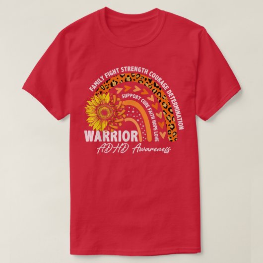 戦士レインボーオレンジリボンADHD認識度 Tシャツ (デザイン正面)