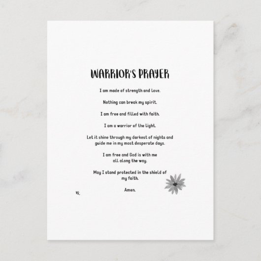 戦士祈りの言葉葉書 ポストカード (正面)