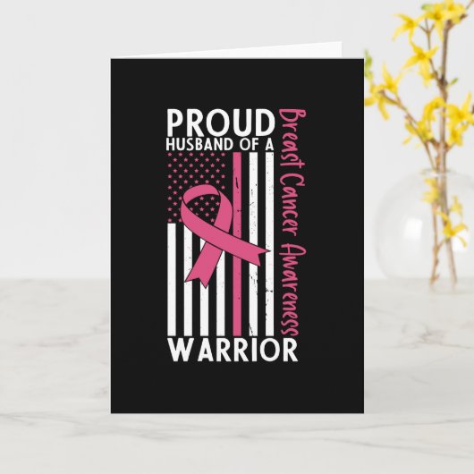 戦士誇りを持った乳がん認識度の夫 カード (黄色い花)