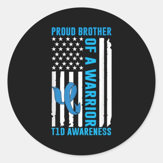 戦士誇りを持ったT1d糖尿病認識度の兄弟 ラウンドシール (正面)