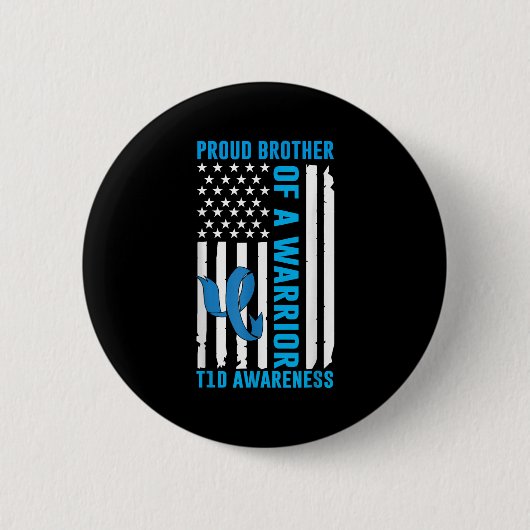 戦士誇りを持ったT1d糖尿病認識度の兄弟 缶バッジ (正面)