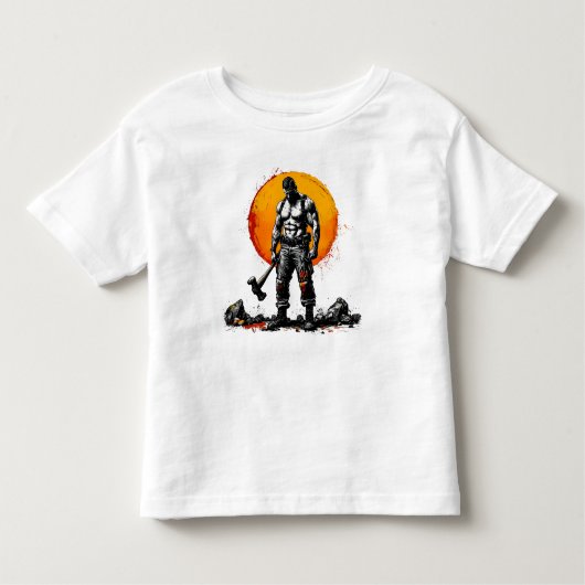 戦士 バーバリアン 中世 ファンタジー ハンマー Tシャツ (正面)