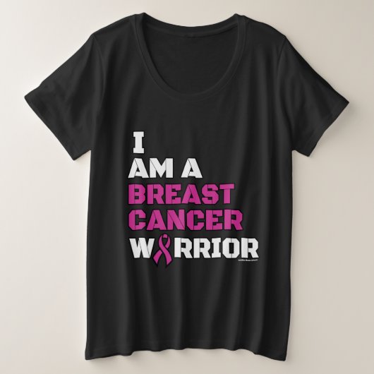 戦士/ブロック/私は…乳がん プラスサイズTシャツ (デザイン正面)