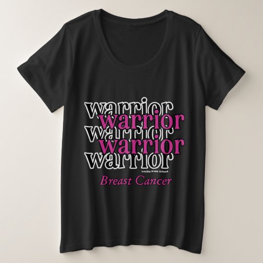 戦士/繰り返し…乳癌 プラスサイズTシャツ (デザイン正面)