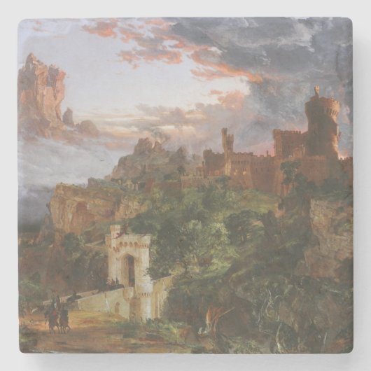 戦意（中世の城の戦い） ストーンコースター (正面)