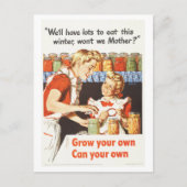 戦時中の「自分で育て、自分で育てる」ヴィンテージ ポストカード (正面)