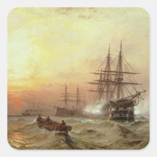 戦没時に祝砲を発射するマン・オ・ウォー スクエアシール (正面)