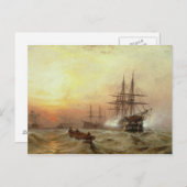 戦没時に祝砲を発射するマン・オ・ウォー ポストカード (正面/裏面)