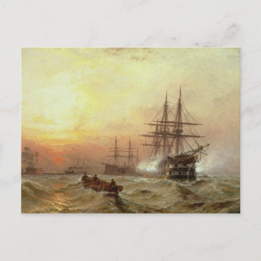 戦没時に祝砲を発射するマン・オ・ウォー ポストカード (正面)