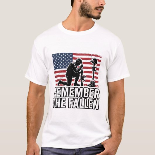 戦没者を偲ぶ愛国記念ベクター デザイン Tシャツ (正面)