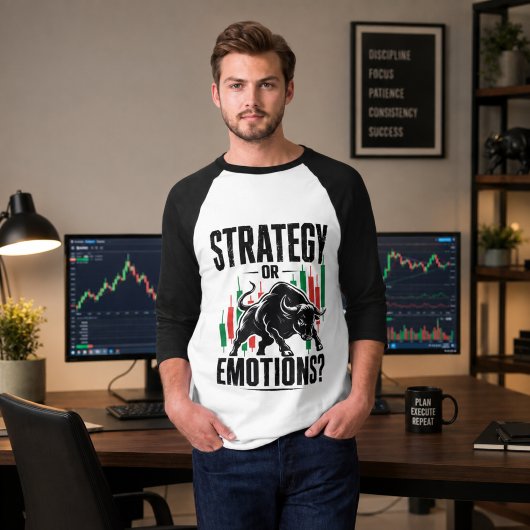 戦略か感情か 雄牛トレーディングマインドセットデザイン Tシャツ