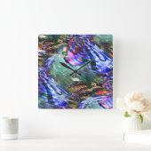 戦艦カラフル上の仮想画像変動 スクエア壁時計 (ホーム)