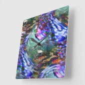 戦艦カラフル上の仮想画像変動 スクエア壁時計 (傾斜)