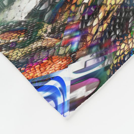 戦艦カラフル上の仮想画像変動 フリースブランケット (角)