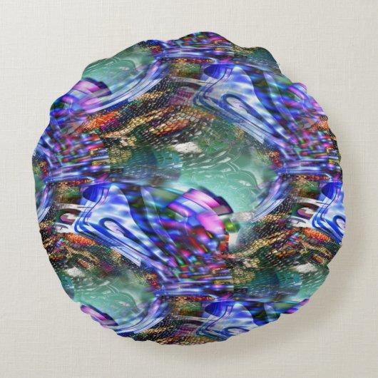 戦艦カラフル上の仮想画像変動 ラウンドクッション (裏面)