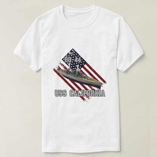 戦艦USS California BB44戦闘戦艦ヴェート Tシャツ (デザイン正面)
