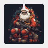 戦術的なサンタクロースの休日 メタルオーナメント (正面)