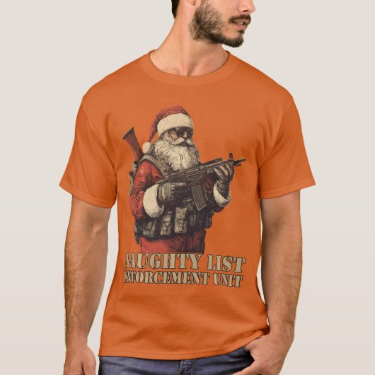 戦術的サンタのいたずらリスト執行 クリスマス Tシャツ (正面)