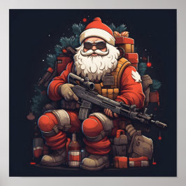 戦術的サンタクロースのクリスマスポスター ポスター