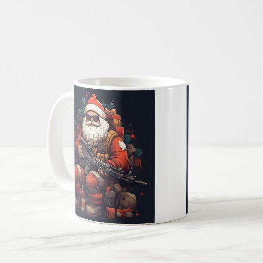 戦術的サンタクロース休日コーヒーマグ コーヒーマグカップ (正面左)