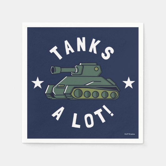 戦車が多い スタンダードカクテルナプキン (正面)