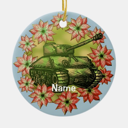 戦車のクリスマスオーナメント セラミックオーナメント (正面)